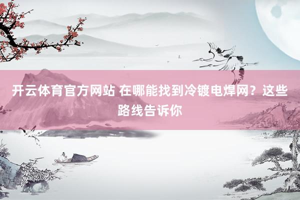 开云体育官方网站 在哪能找到冷镀电焊网？这些路线告诉你