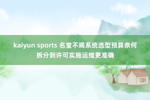 kaiyun sports 名堂不竭系统选型预算奈何拆分到许可实施运维更准确