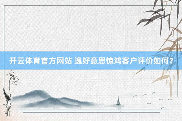 开云体育官方网站 逸好意思惊鸿客户评价如何？
