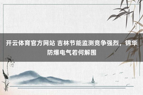 开云体育官方网站 吉林节能监测竞争强烈，锦华防爆电气若何解围