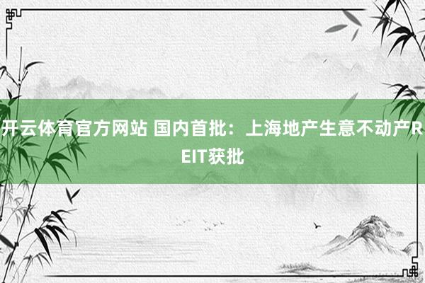 开云体育官方网站 国内首批：上海地产生意不动产REIT获批