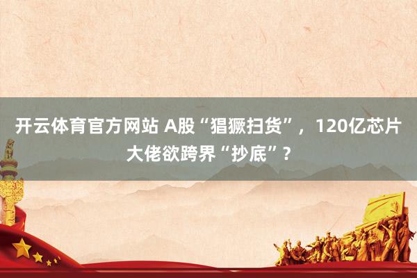 开云体育官方网站 A股“猖獗扫货”，120亿芯片大佬欲跨界“抄底”？