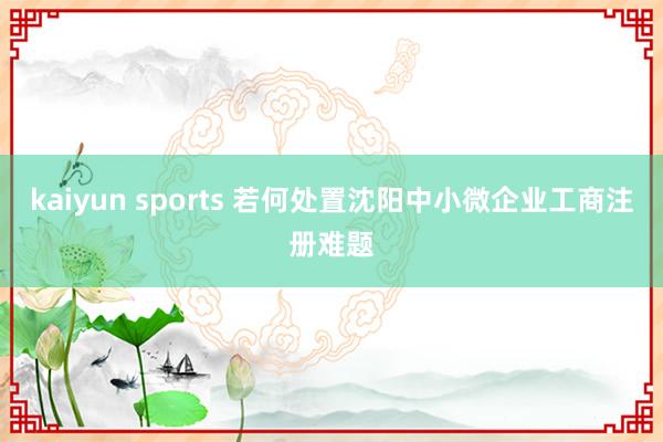 kaiyun sports 若何处置沈阳中小微企业工商注册难题