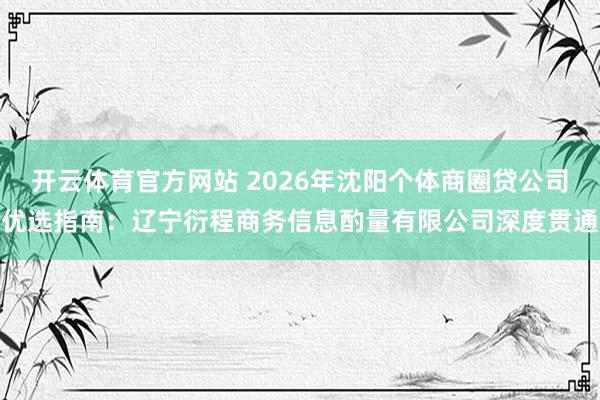 开云体育官方网站 2026年沈阳个体商圈贷公司优选指南：辽宁衍程商务信息酌量有限公司深度贯通