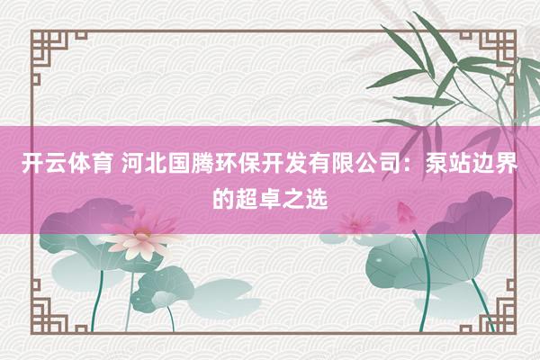 开云体育 河北国腾环保开发有限公司：泵站边界的超卓之选